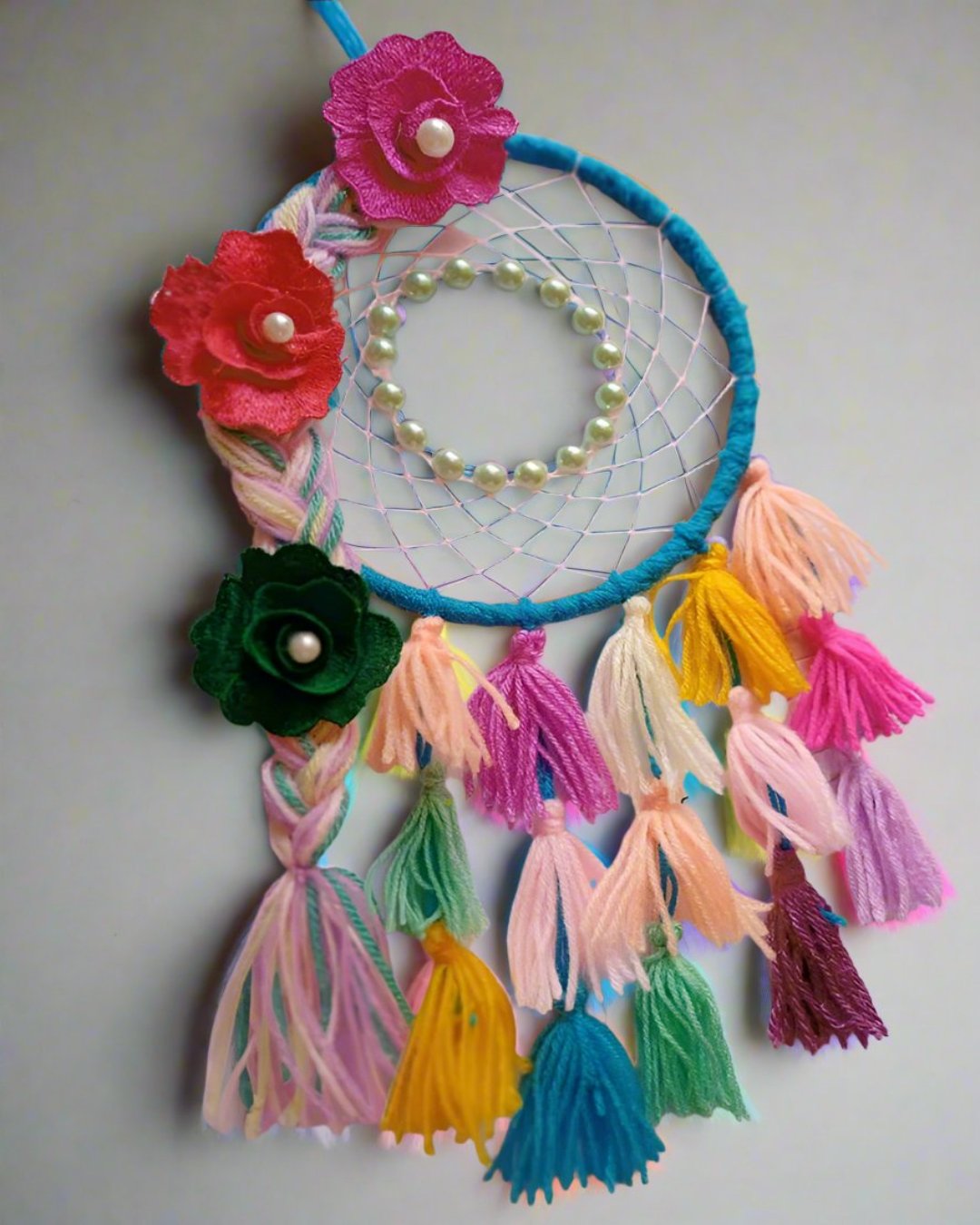 Unicorn Dreamcatcher: Multicolor Floral & Tassel