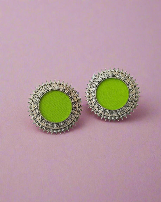 Lime green and silver small studs