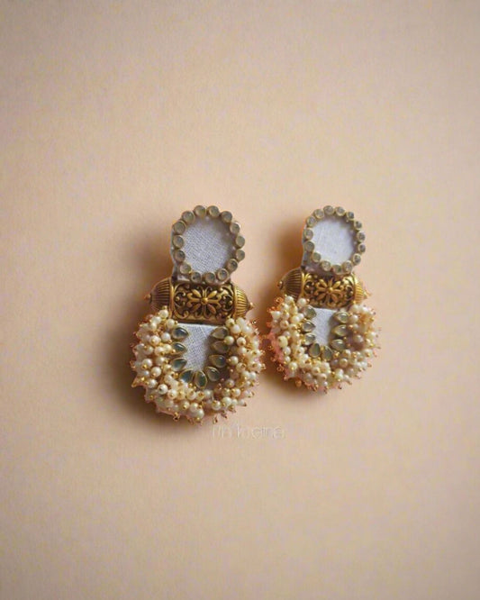 Kundan White Gold Jhumkas