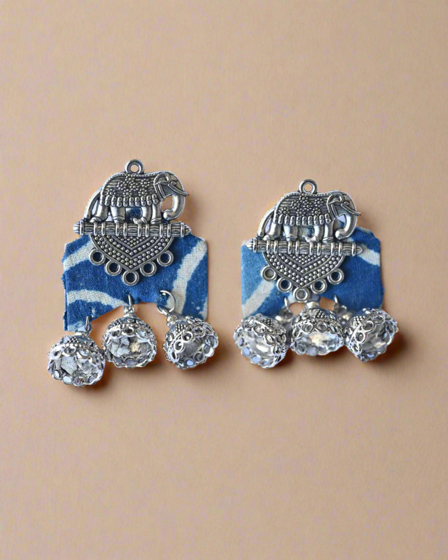 Indigo Elephant Earrings