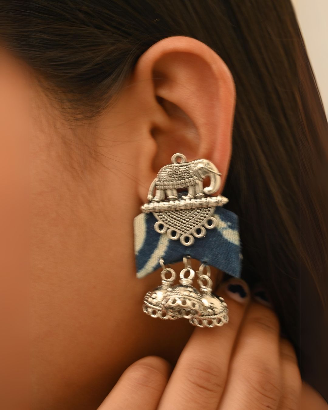 Indigo Elephant Earrings