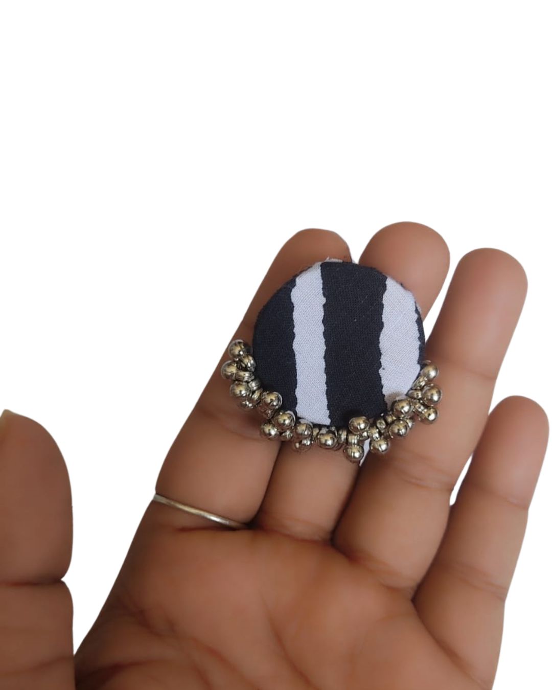 Black & white ghungroo studs