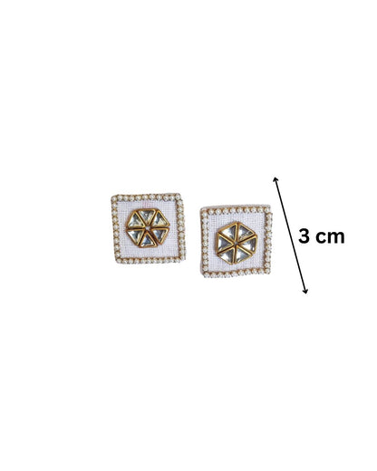 Multicolor square mini studs with kundan border