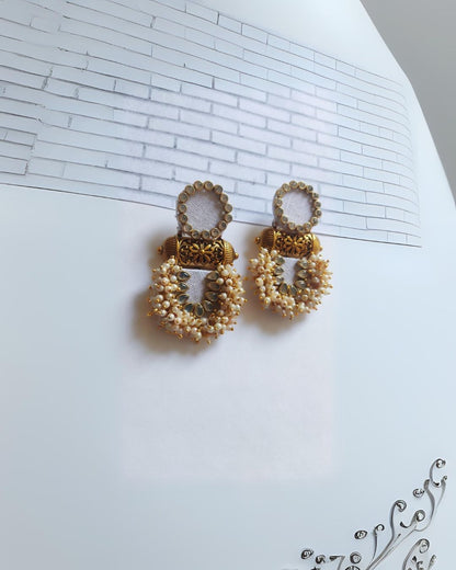 Kundan White Gold Jhumkas