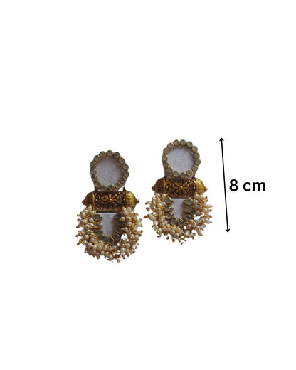 Kundan White Gold Jhumkas