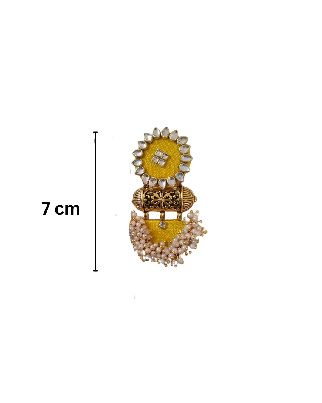 Yellow Kundan Bead Jhumkas