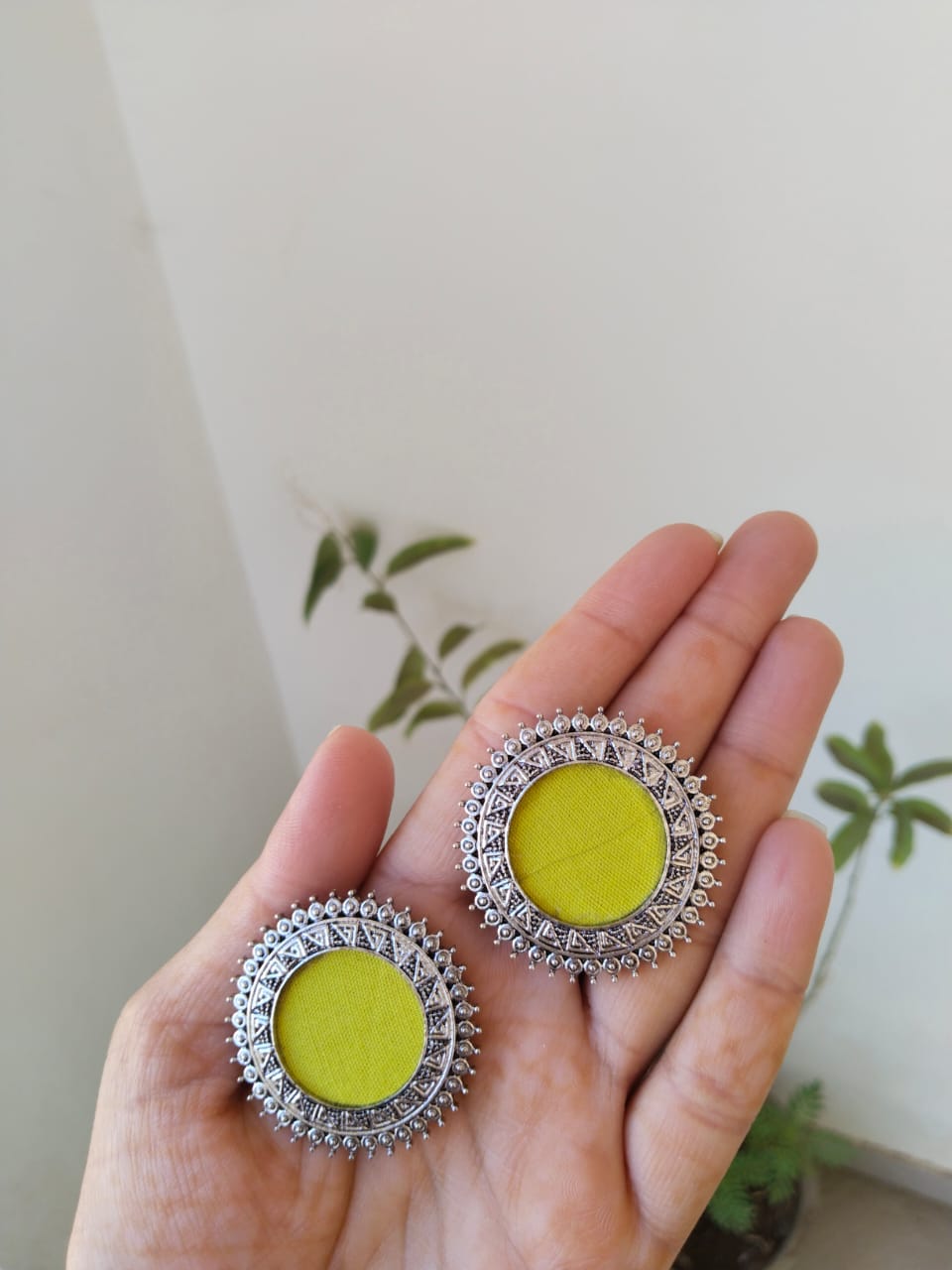 Green and silver small studs
