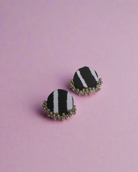 Black & white ghungroo studs