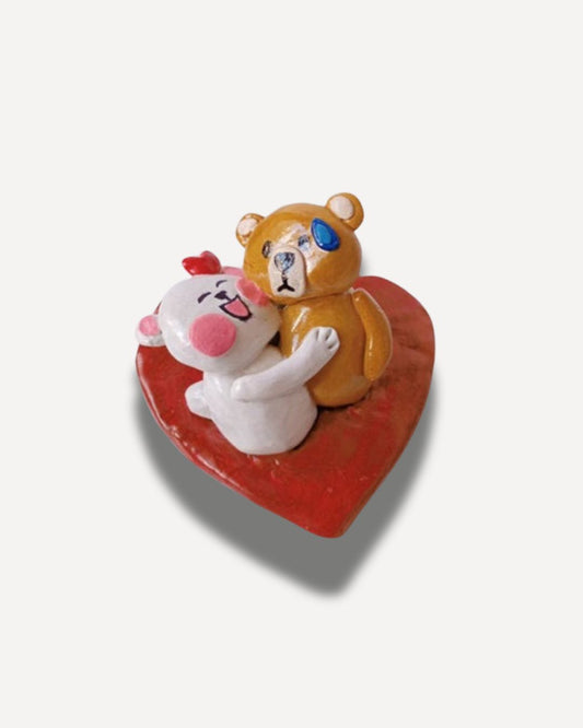 Milk & Mocha Heart & Kiss Miniature Sculpture