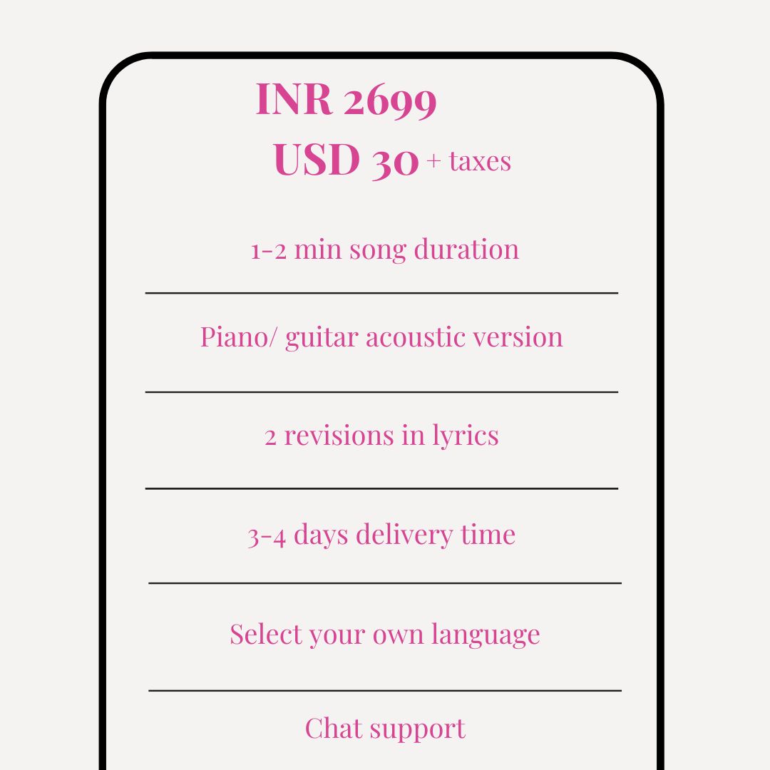 Customized songs by Rainvas package, charges & details