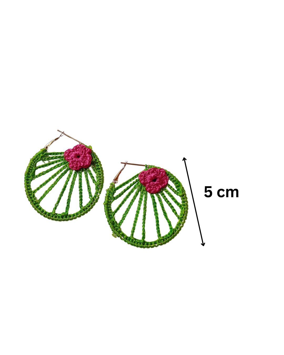 Green Floral Crochet Hoops