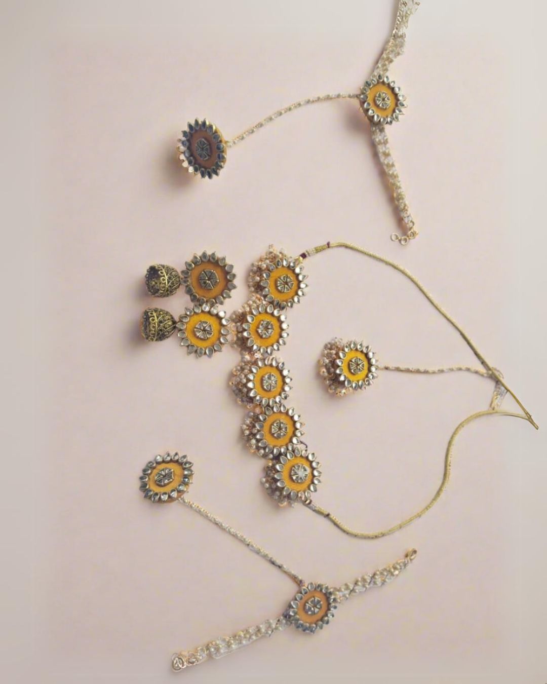Golden Yellow Kundan Jewelry Set