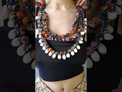 Multilayer Pom-Pom Necklace Set