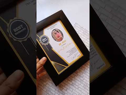 Customised award frame for him and her with name and photo