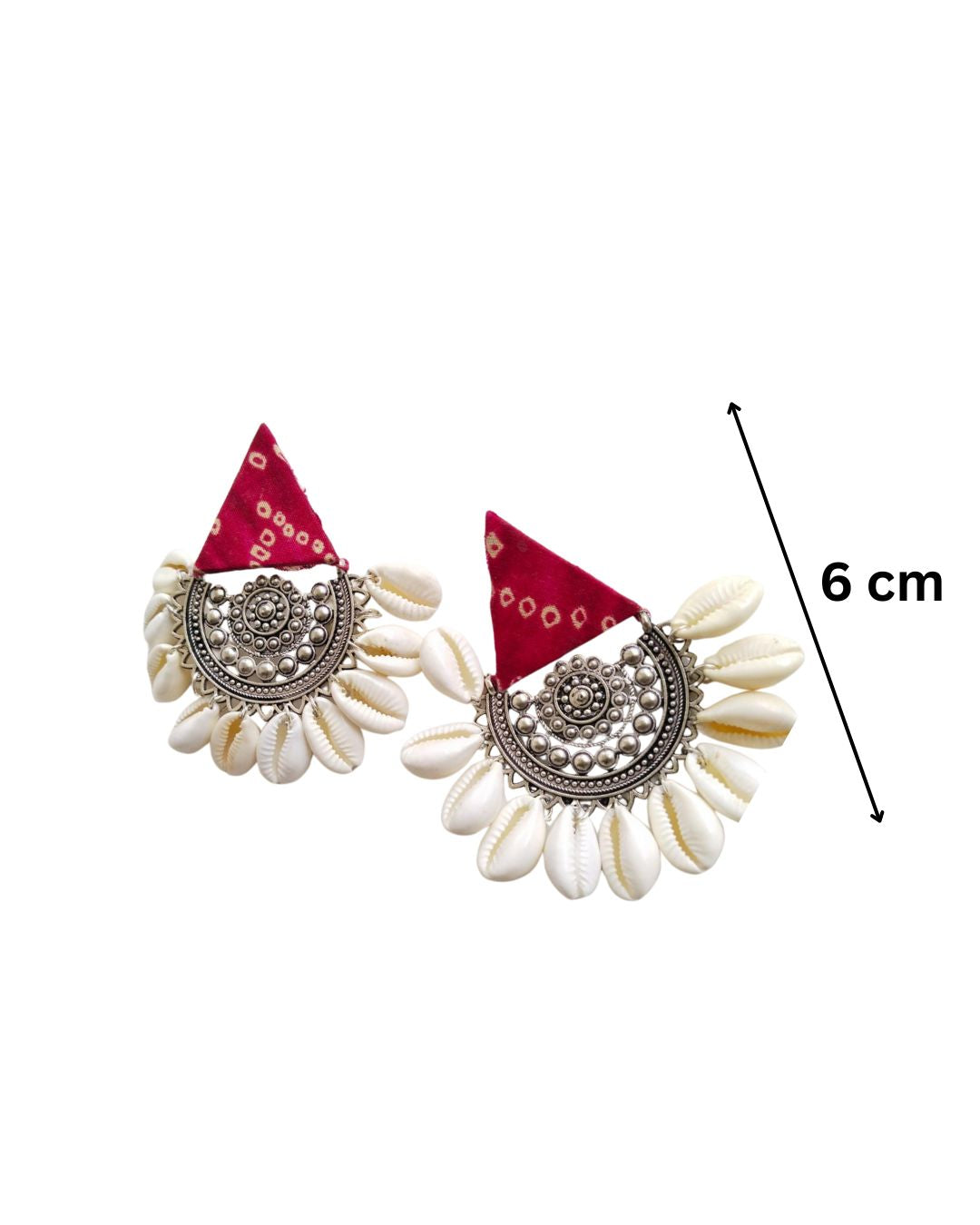 Red printed shell earrings