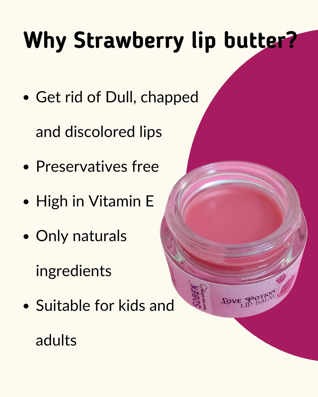 Infographic showing strawberry lip balm benefits