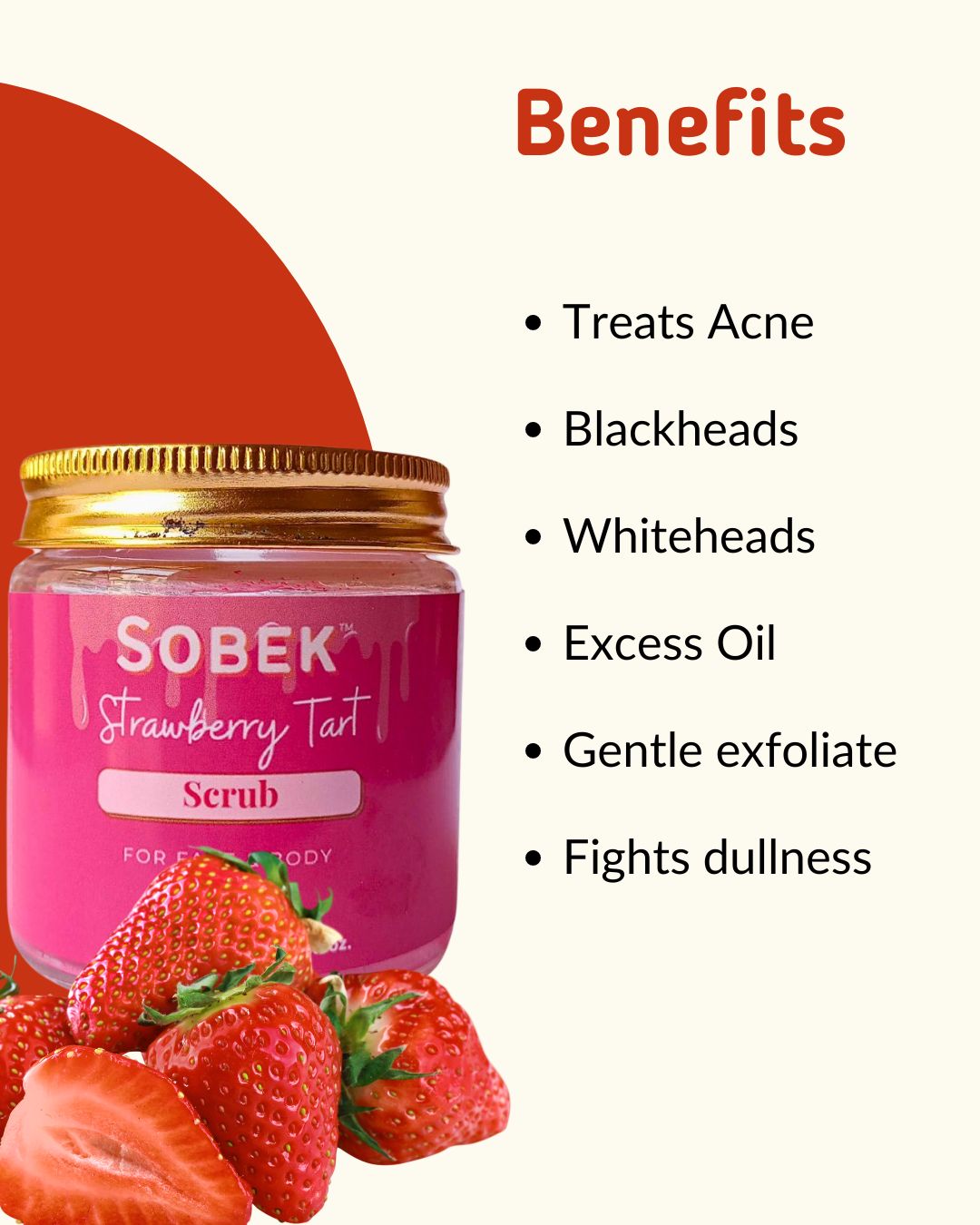 Infographics showing strawberry scrub benefits