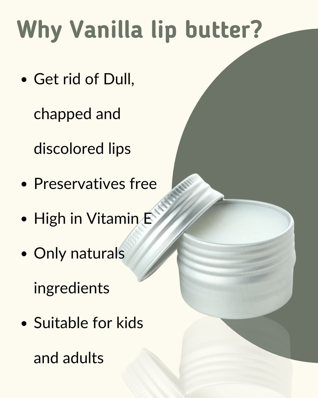 Infographics showing vanilla lip balm benefits