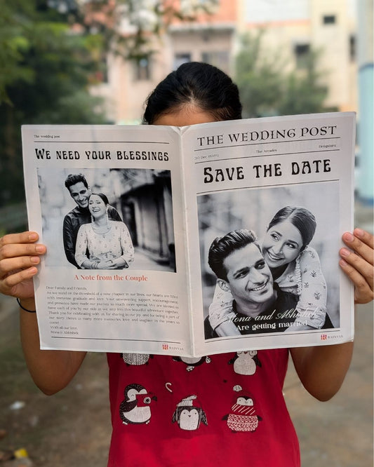 Personalized wedding invite newspaper