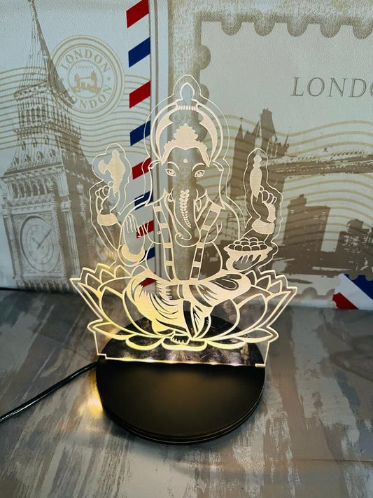 LED acrylic sculpture frame Ganesha statue