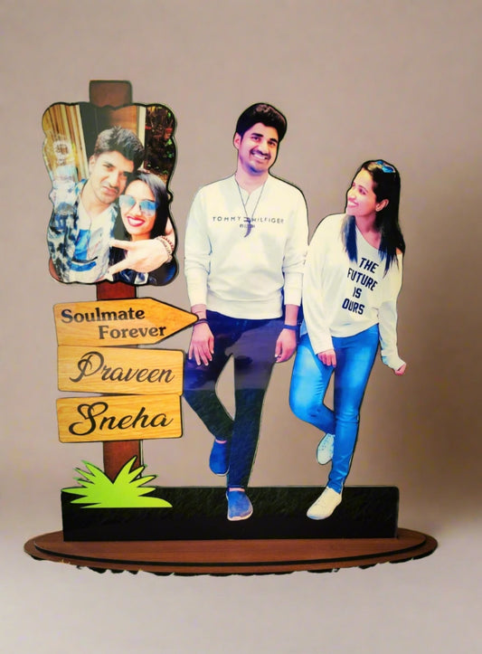 Customized photo table top frame with name and message