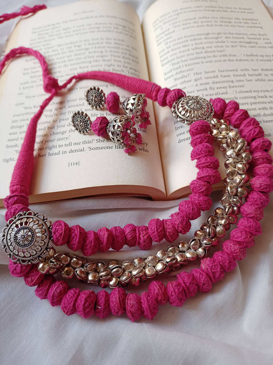 Rainvas Pink ghungroo necklace set