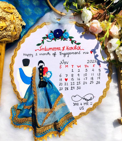 Embroidery hoop with blue dress