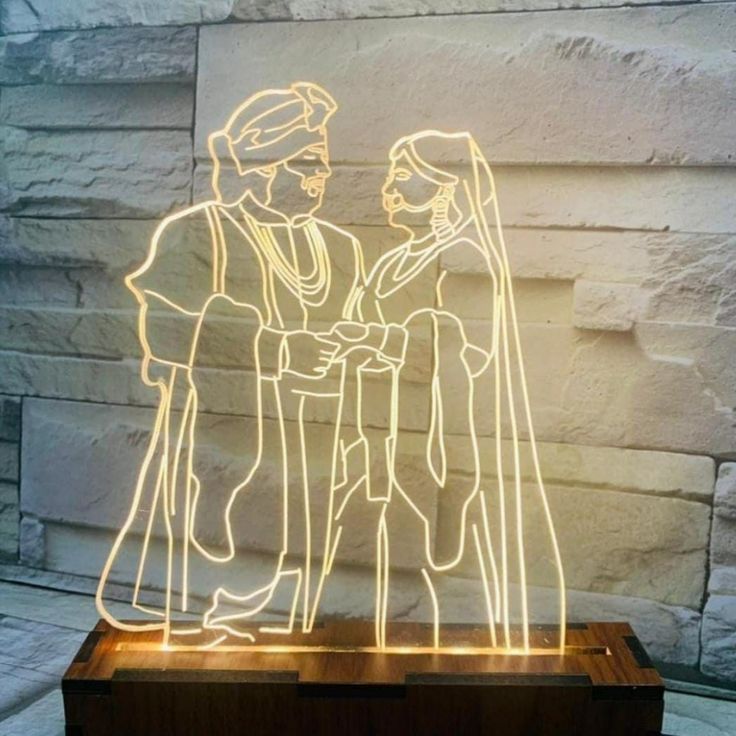 LED light sculpture plaque frame romantic anniversary wedding