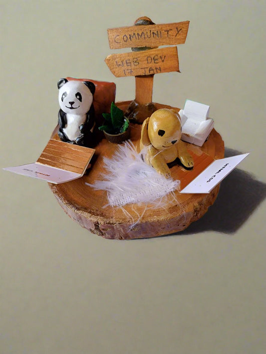 Custom made dog and panda miniature