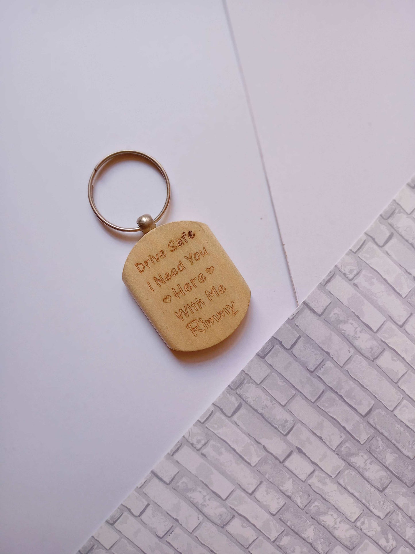 Wooden engraved keychain