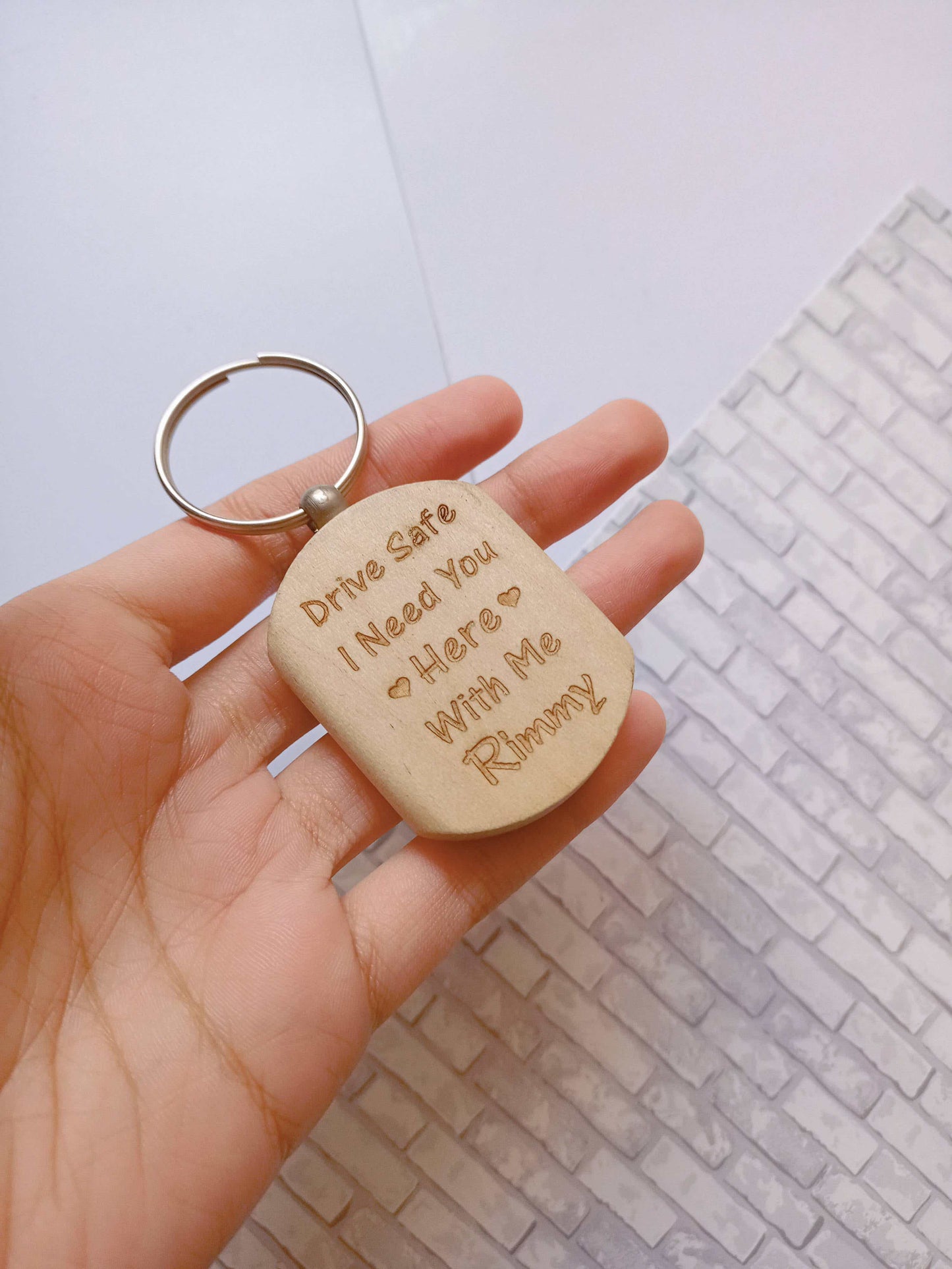 Wooden engraved keychain