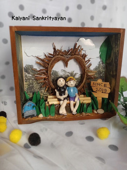 Indonesia tourist spot happy couple customized miniature shadow box frame